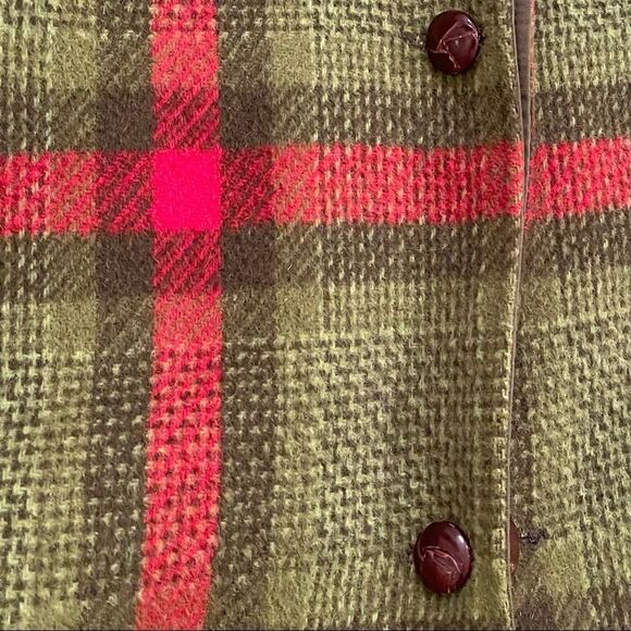 Vintage Pioneer Wear Reversible All Weather Plaid Wool Poncho with Hood - Picture 11 of 16
